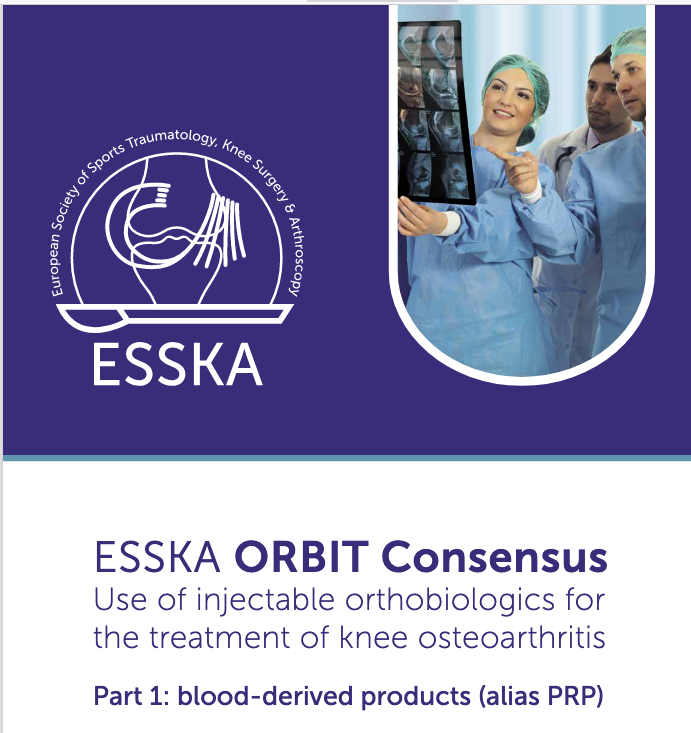 Consensus de l'ESSKA en avril 2022 sur l'utilisation des injections de PRP dans la gonarthrose (arthrose du genou)